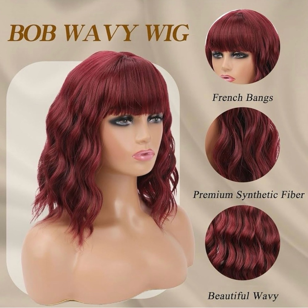 Wavy Burgundy Wig for Women - Picture 2 of 4